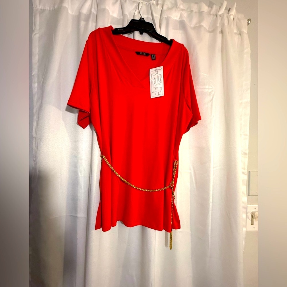 Dennis By Bassco Red V-Neck Blouse